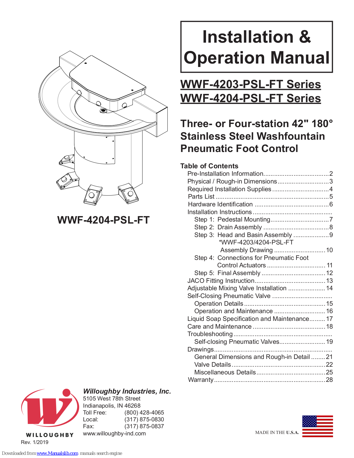 Willoughby WWF-4203-PSL-FT, WWF-4204-PSL-FT Installation & Operation Manual