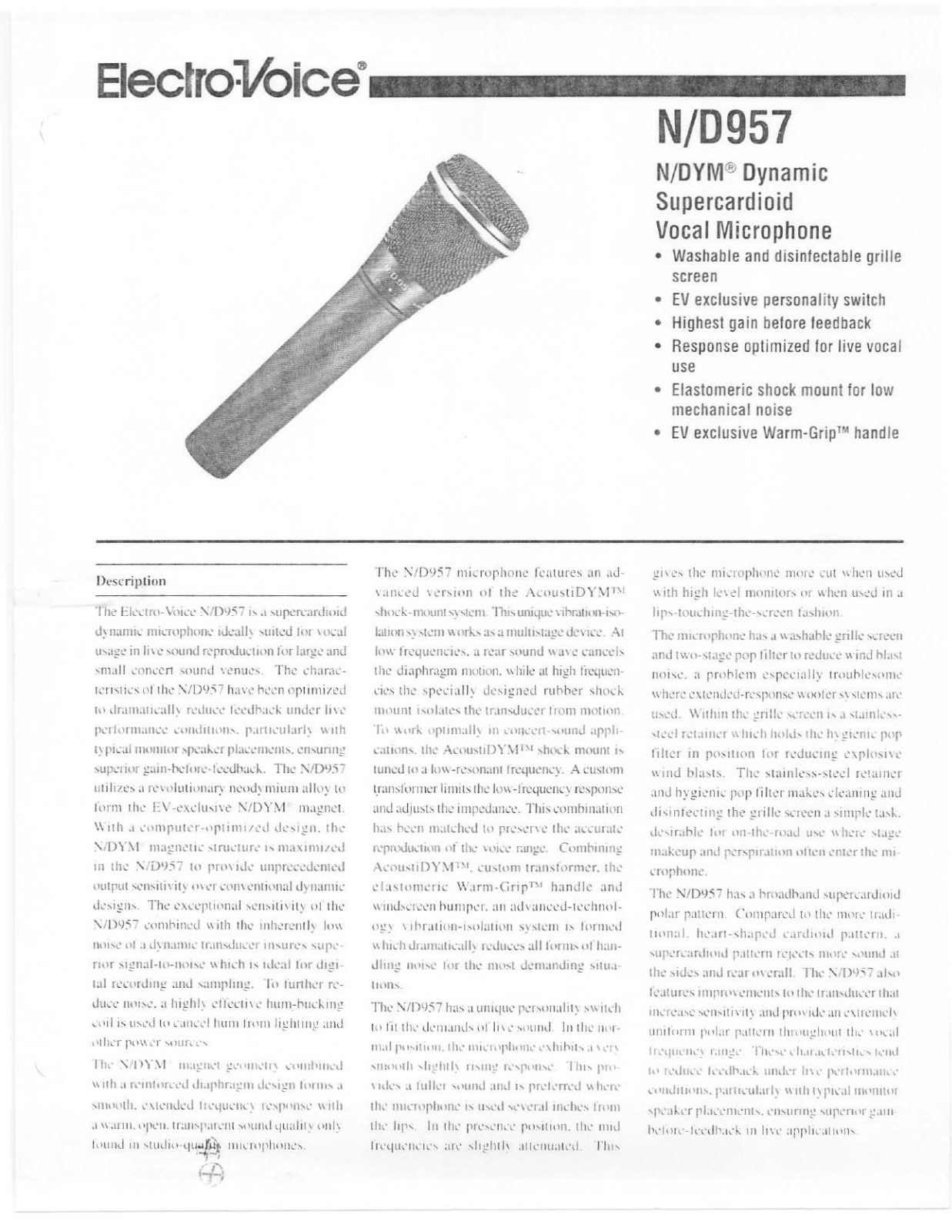 Electro-Voice N-D957 User Manual