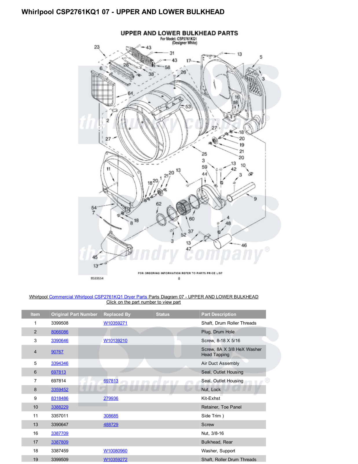 Whirlpool CSP2761KQ1 Parts Diagram