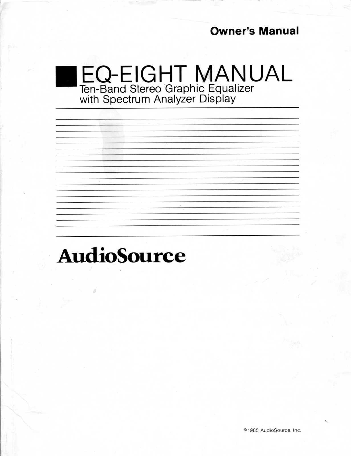 AudioSource EQ-8 Owners manual