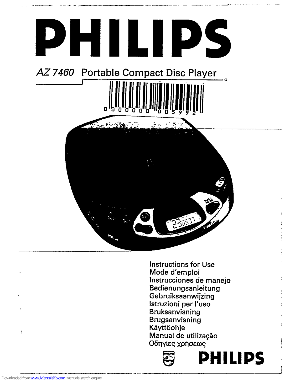 Philips AZ 7460 Instructions For Use Manual