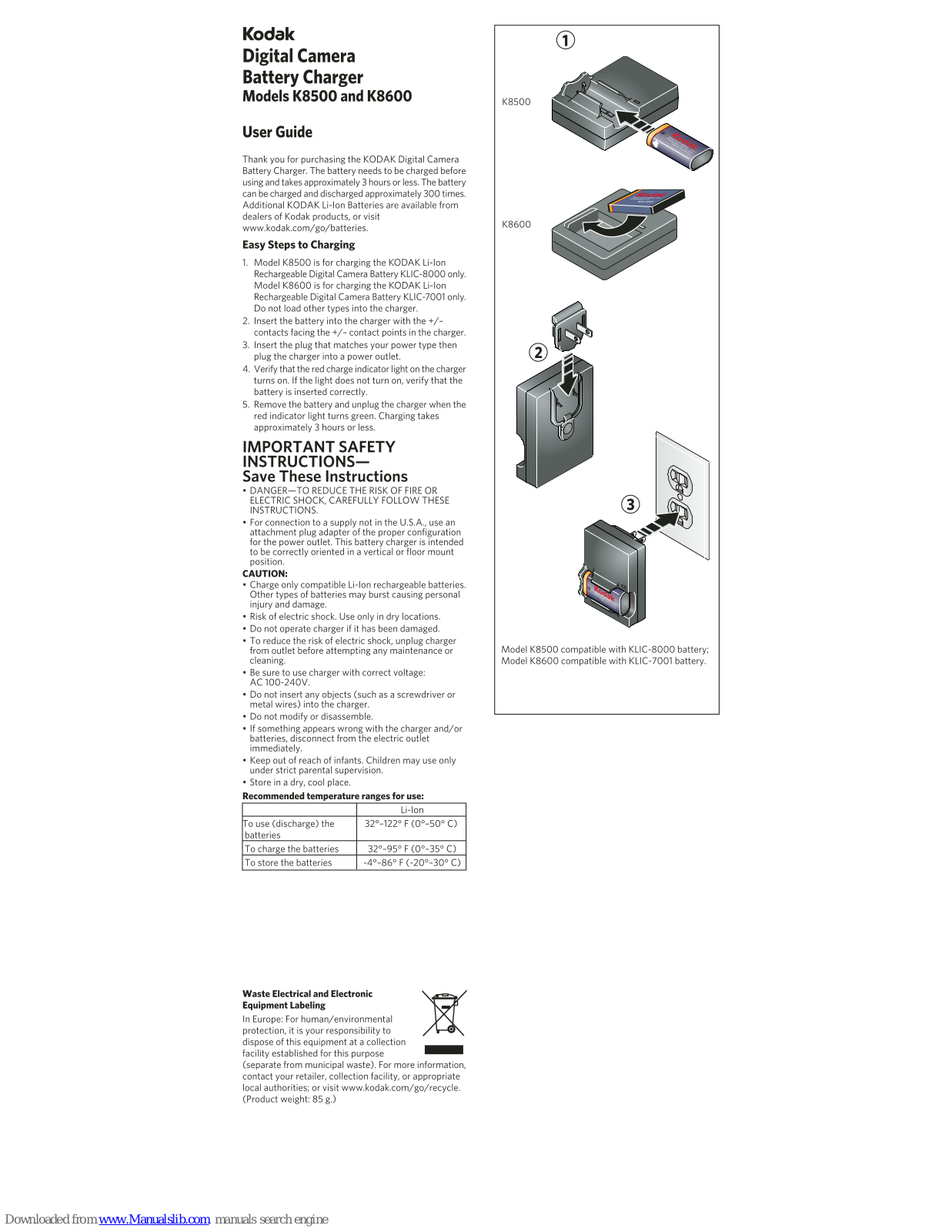 Kodak K8600, 1905041 User Manual