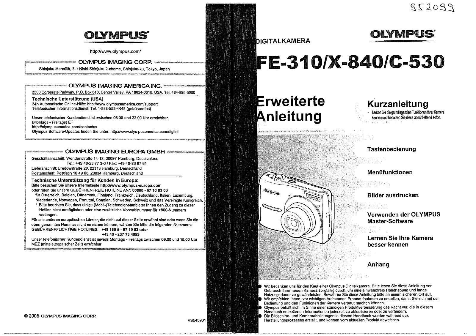 Olympus FE-310, X-840, C-530 User guide