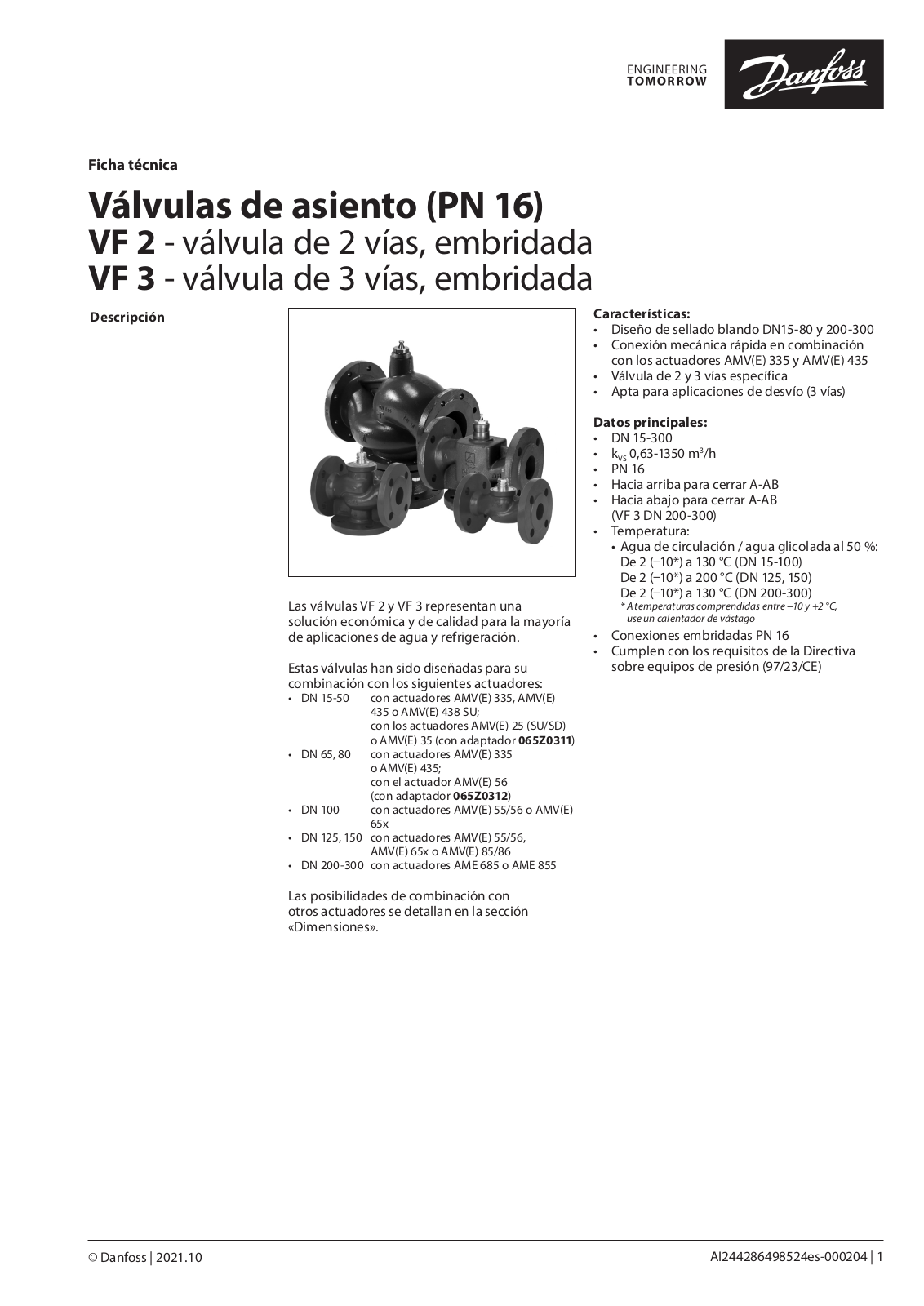 Danfoss VF 2, VF 3 Data sheet