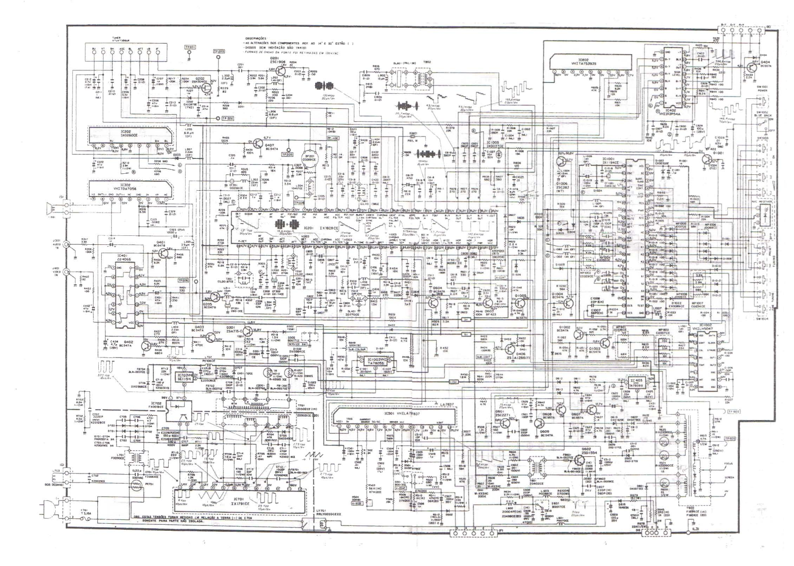 Sharp C-1482, TVC-1482B, C-2052, TVC-2082B Schematic