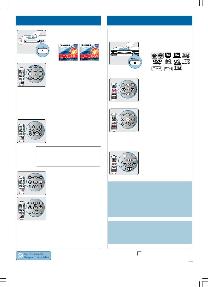 Philips DVDR3365 Getting Started Guide