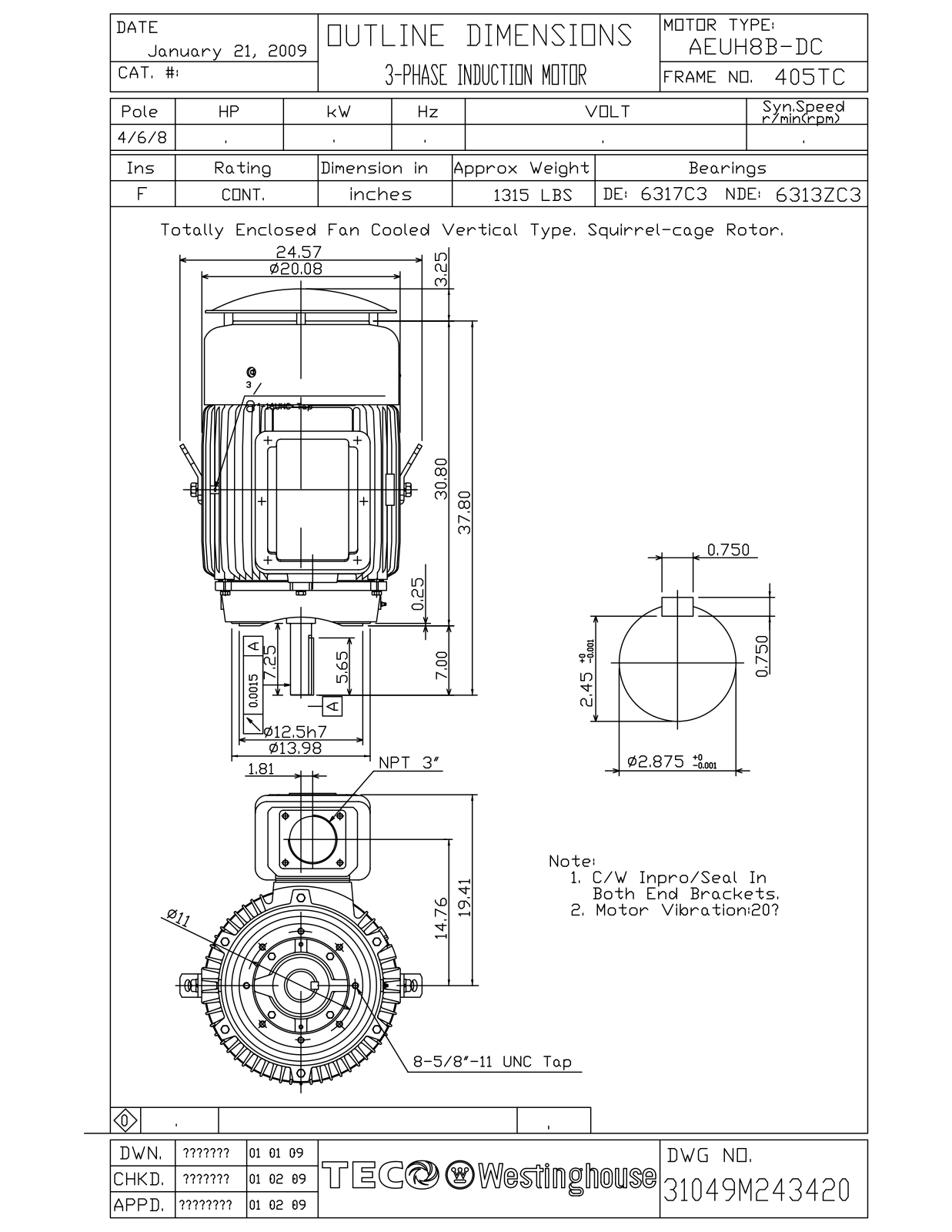 Teco HBV0756C Reference Drawing