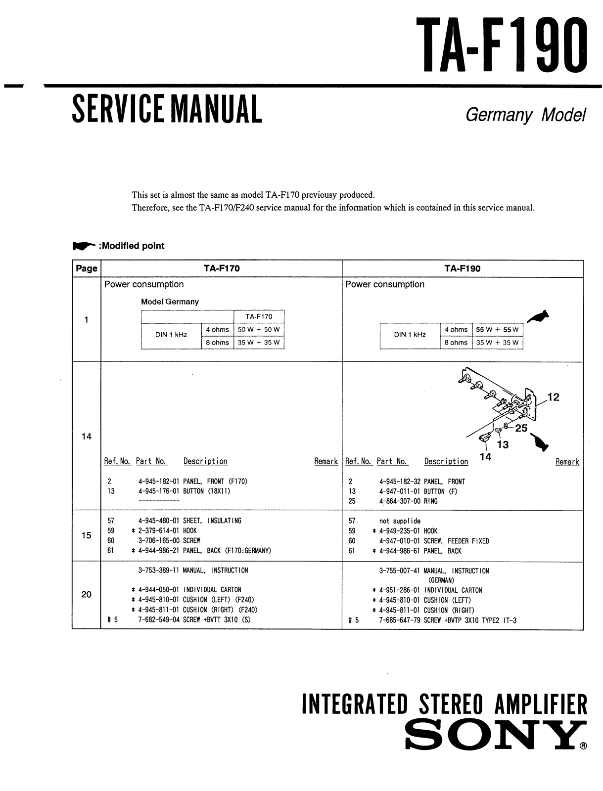 Sony TA-F190 Service Manual