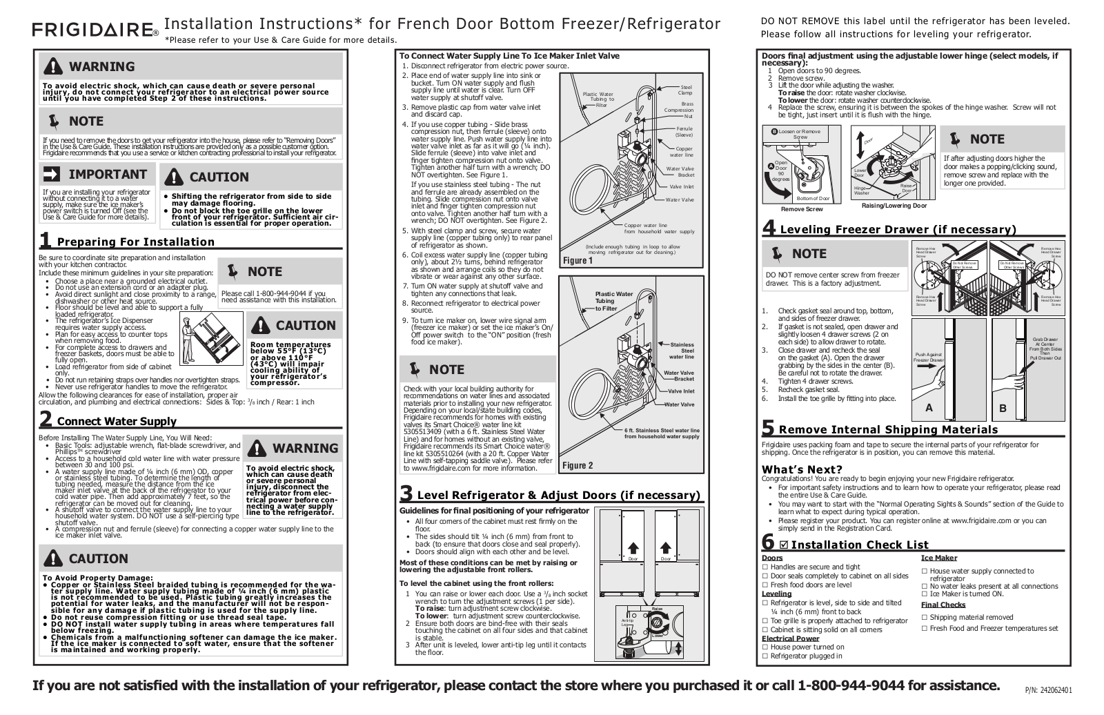 Frigidaire FGUN2642LP, FGHN2844LE, FGHN2844LF, FPHN2899LF, FPHG2399MF Installation  Manual