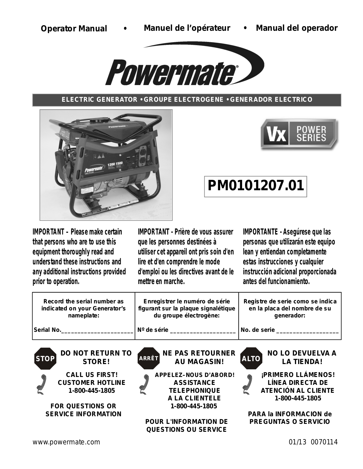 Powermate PM0101207.01 User Manual