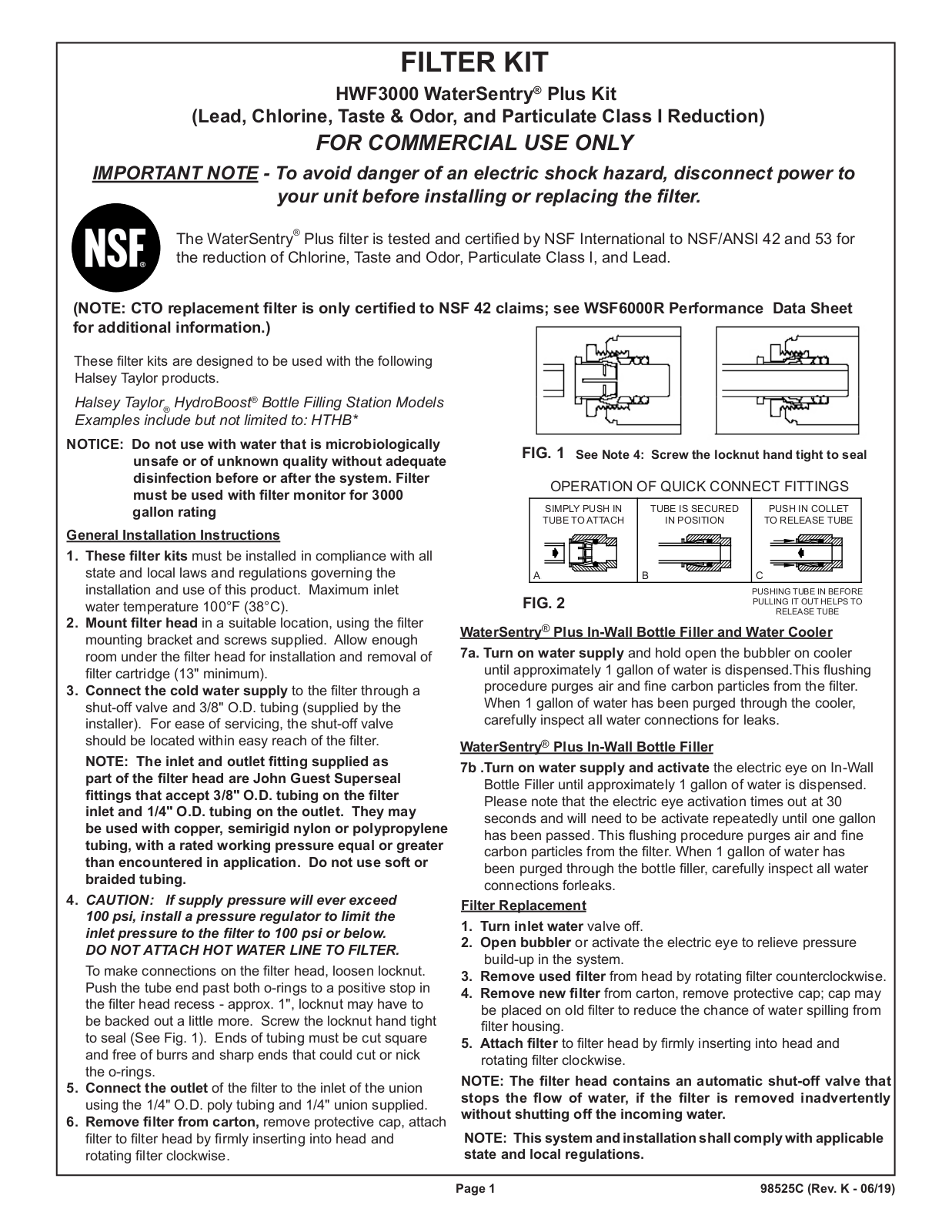 Halsey Taylor HWF3000 Owners Manual