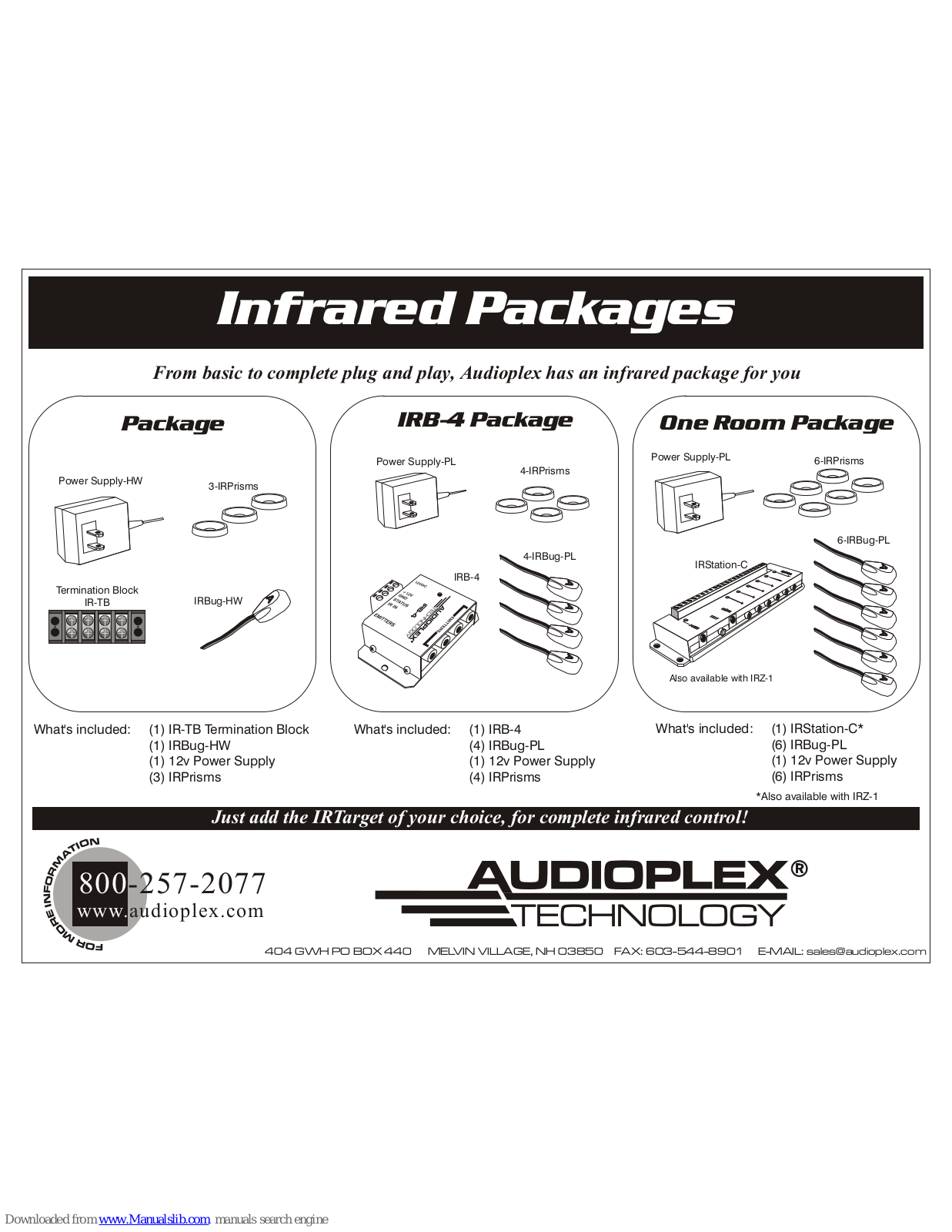 Audioplex IRB-4 Package, Package, One Room Package Datasheet - ManualMachine.com