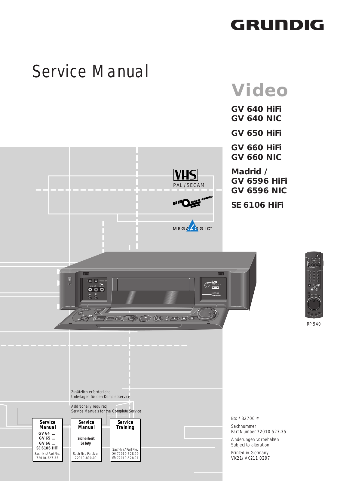 Grundig GV-640, GV-650, GV-660 Service Manual