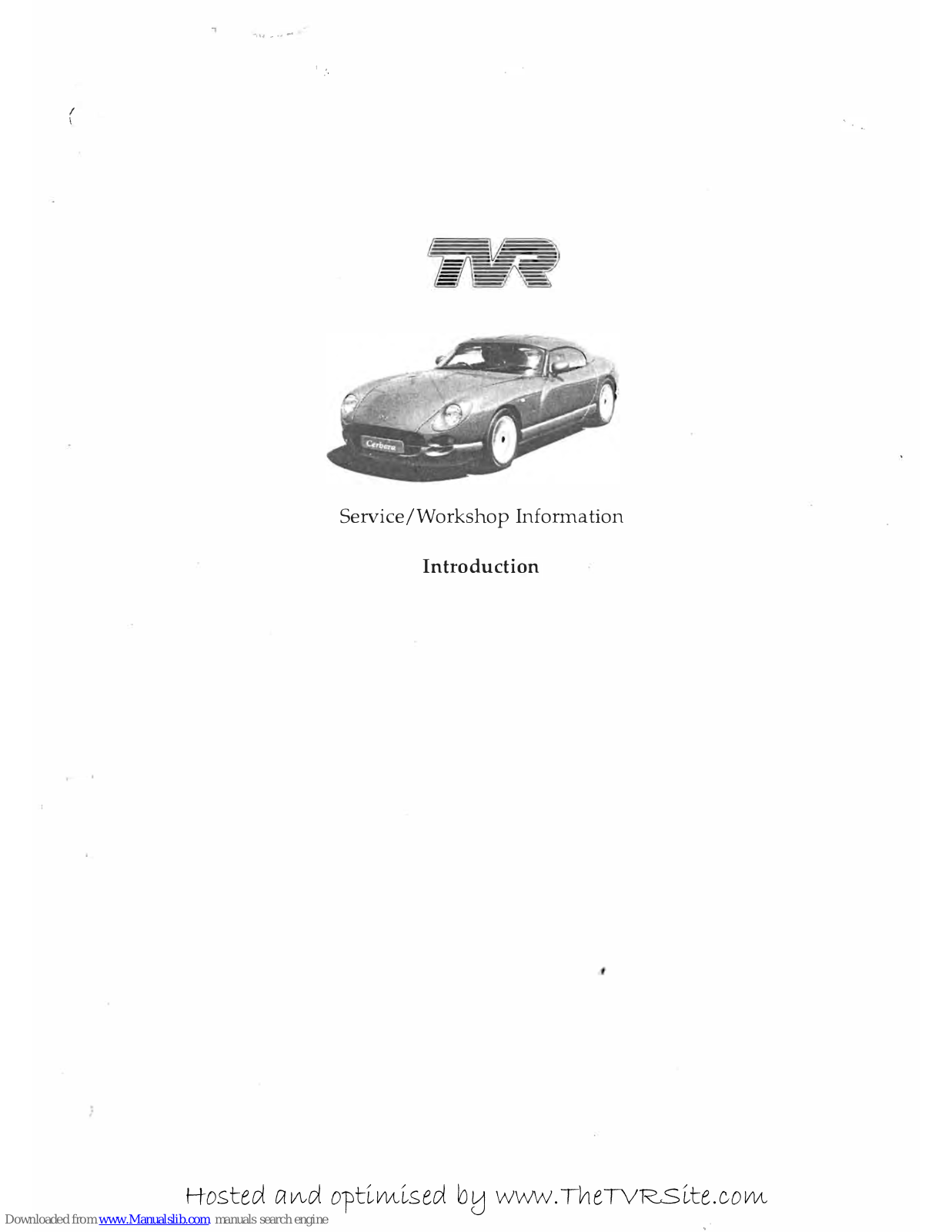 TVR Cerbera Service/workshop Manual