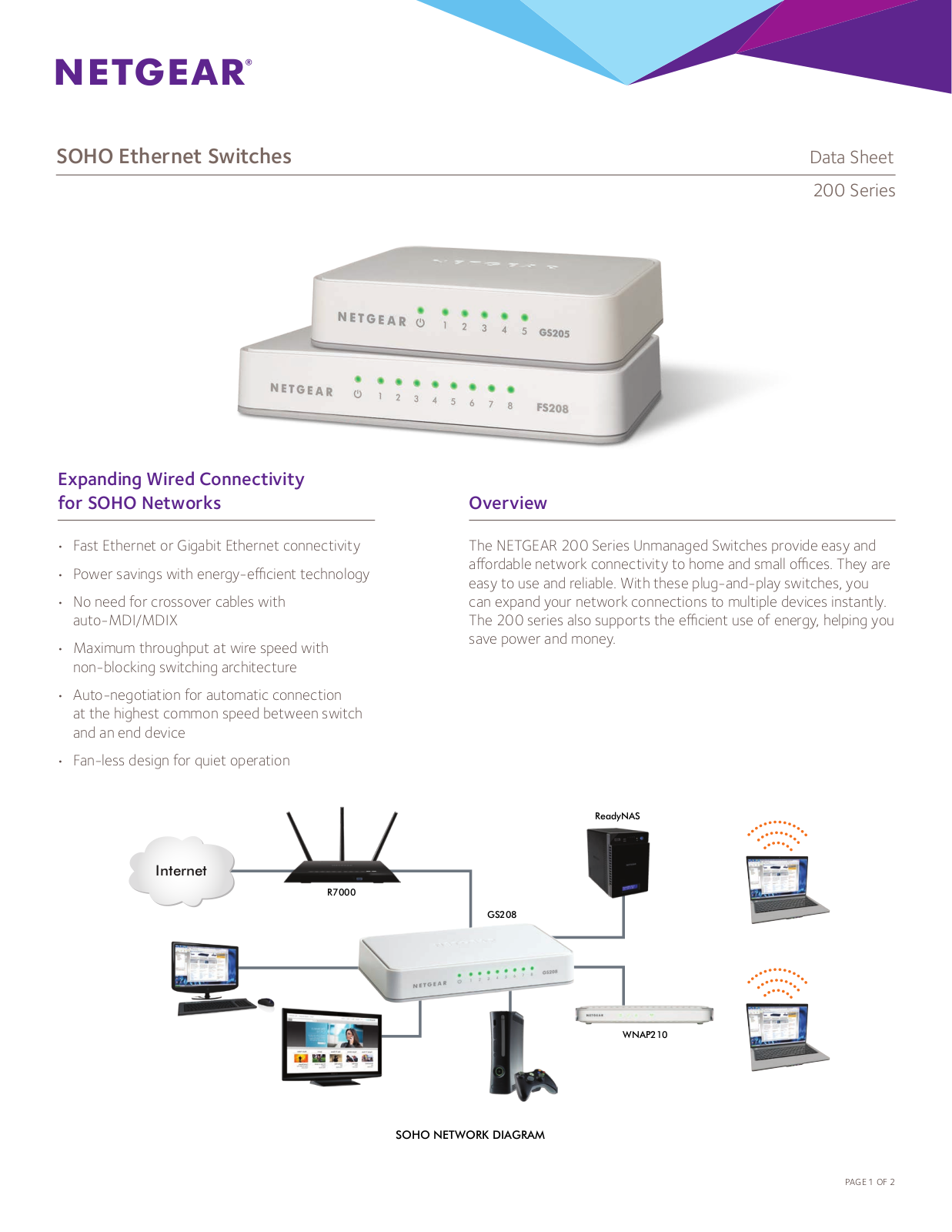 Netgear GS208-100UKS Product Data Sheet