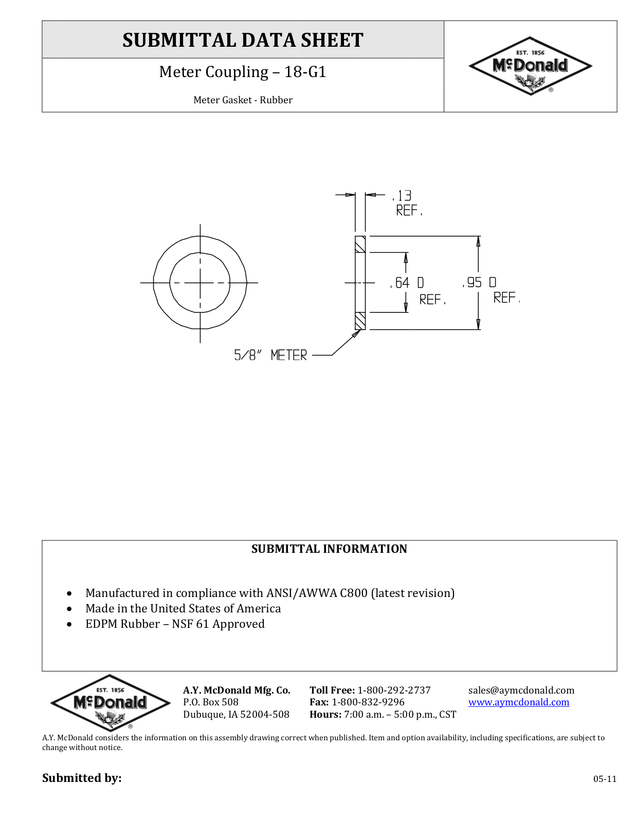 A.Y. McDonald 18-G1 User Manual