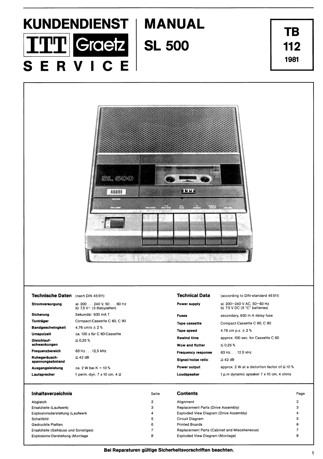 ITT sl 500 Service Manual