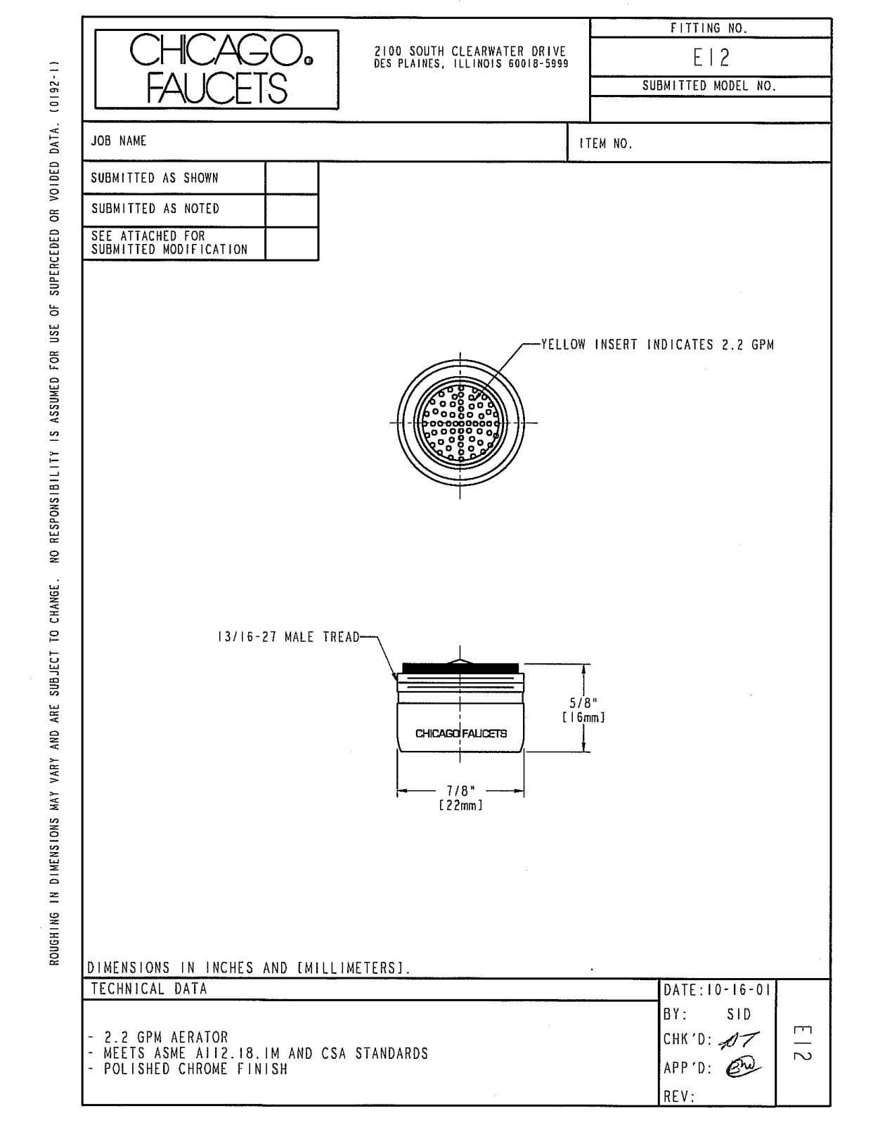 Chicago Faucet E12JK User Manual