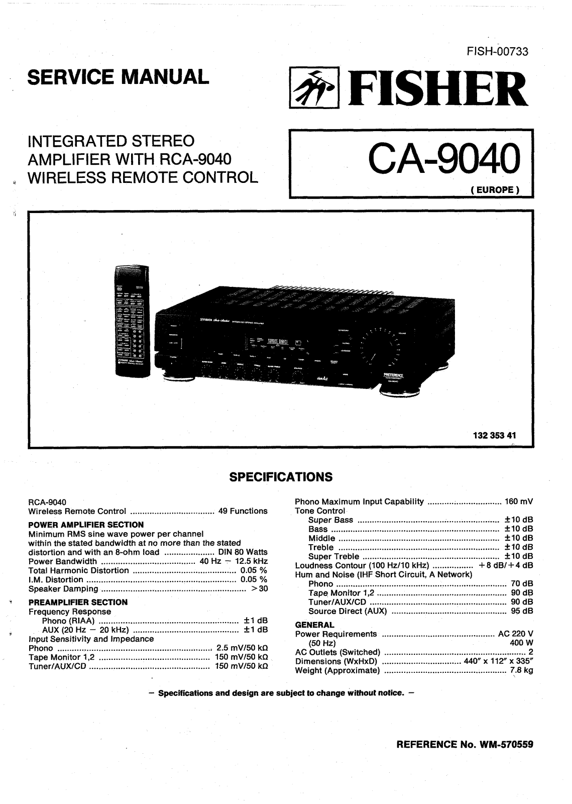 Fisher CA-9040 Service manual