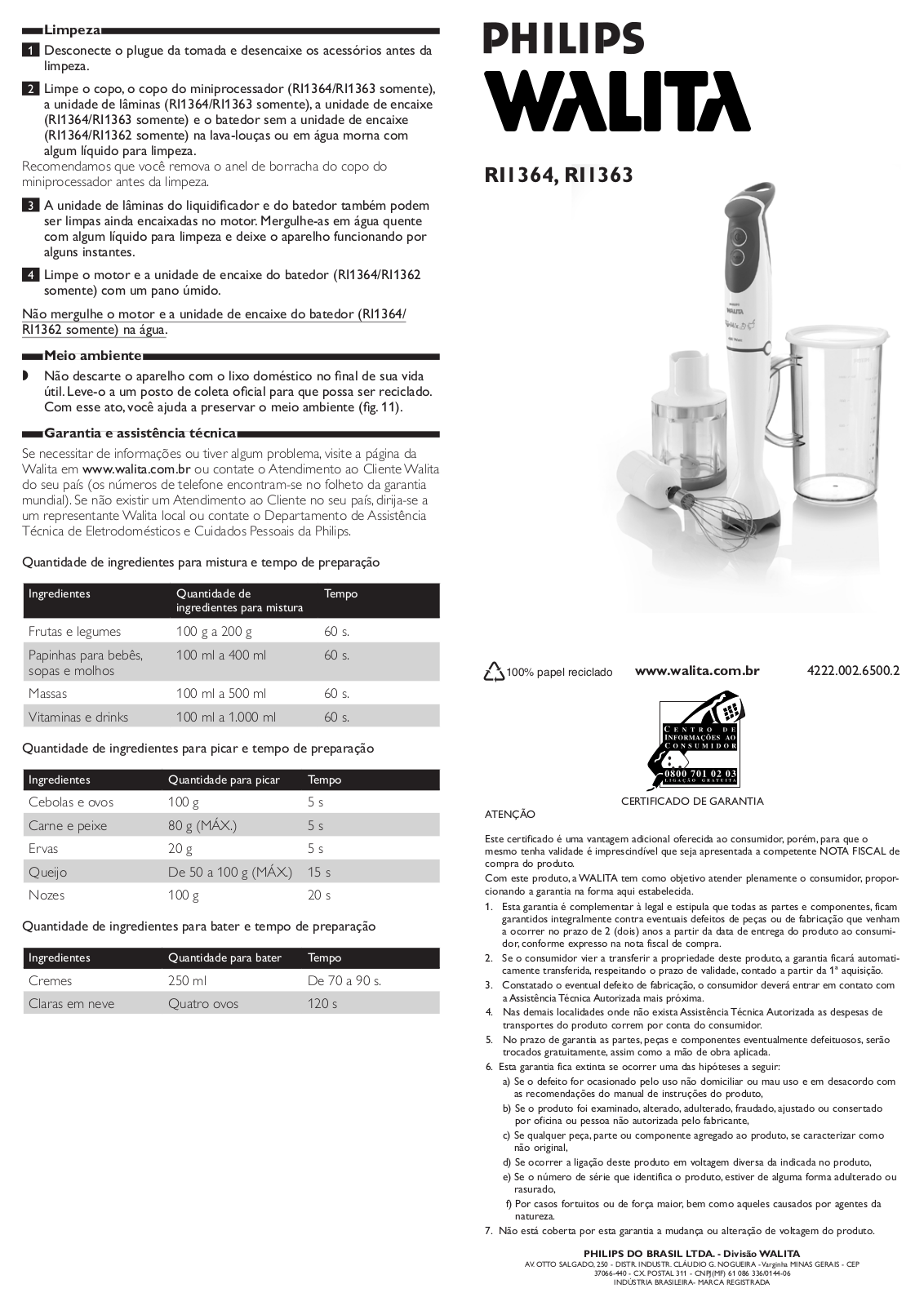 Philips RI1364, RI1363 User Manual