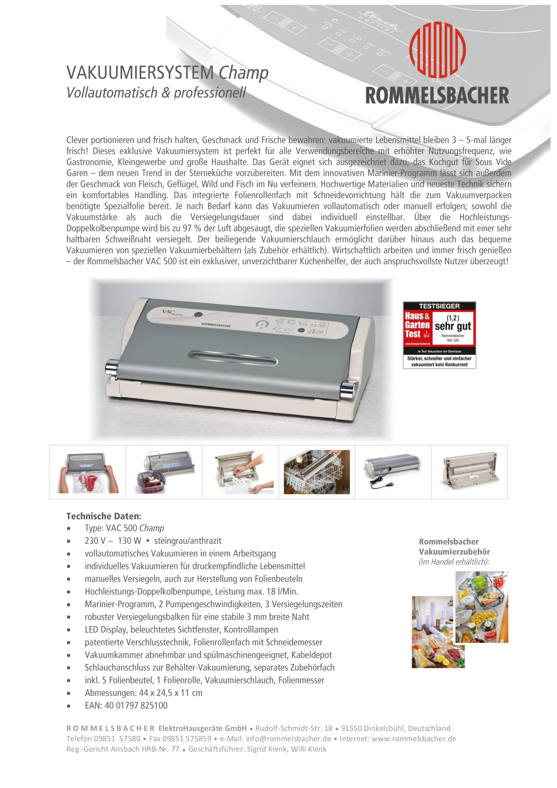 Rommelsbacher VAC 500 User Manual