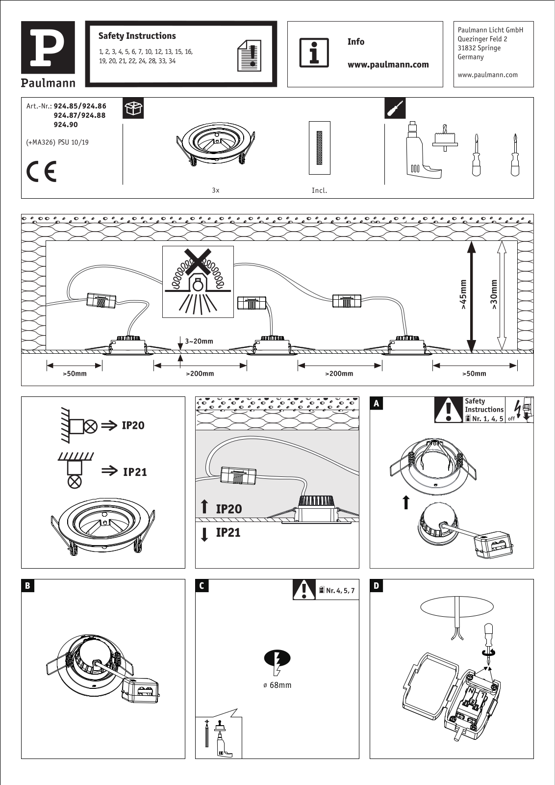 Paulmann 92487 Installation manual
