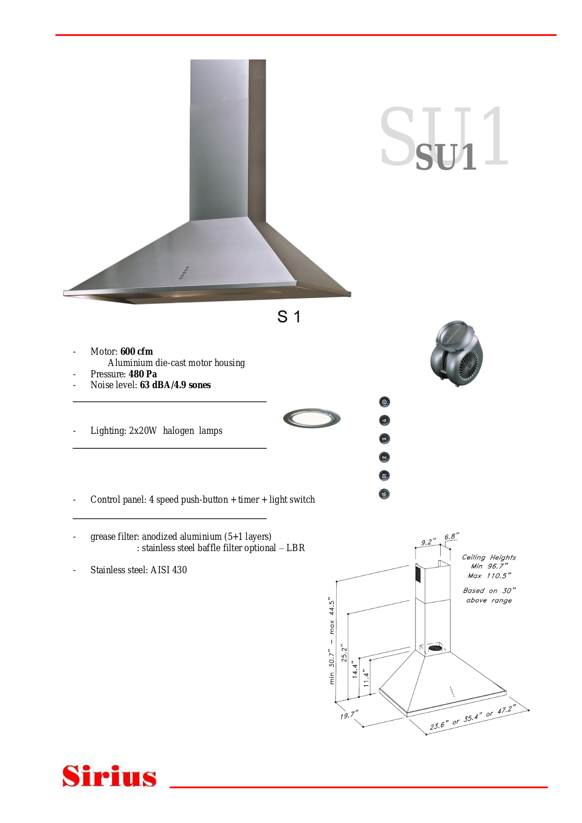 Sirius SU190x, SU130, SU148 Data Sheet