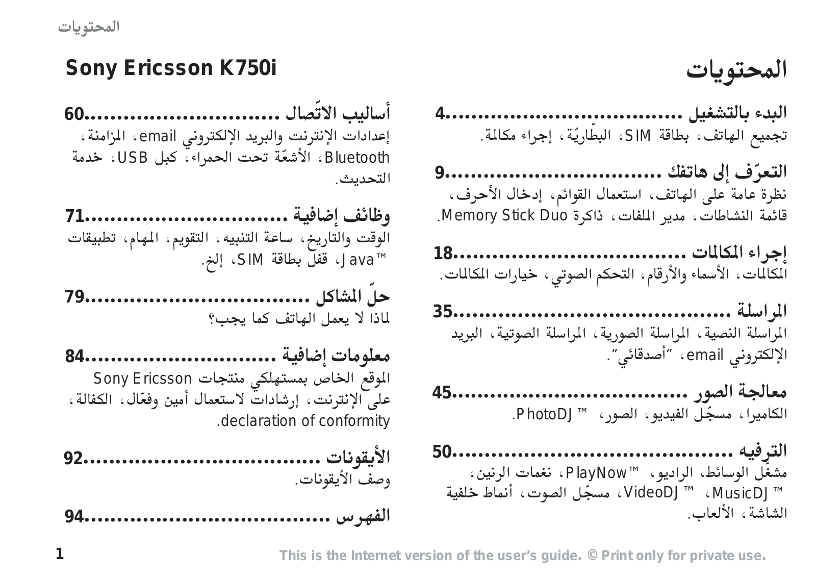 Sony ericsson K750 User Manual