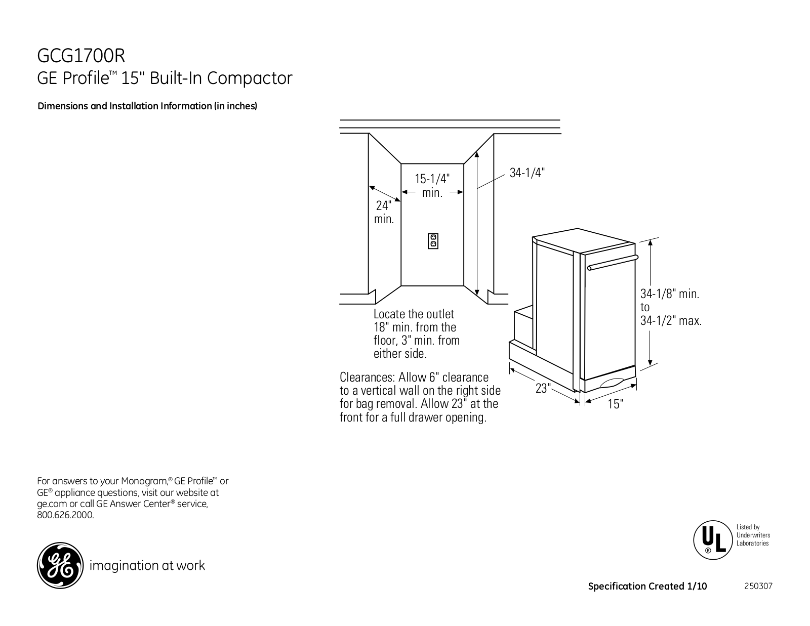 GE GCG1700RII User Manual