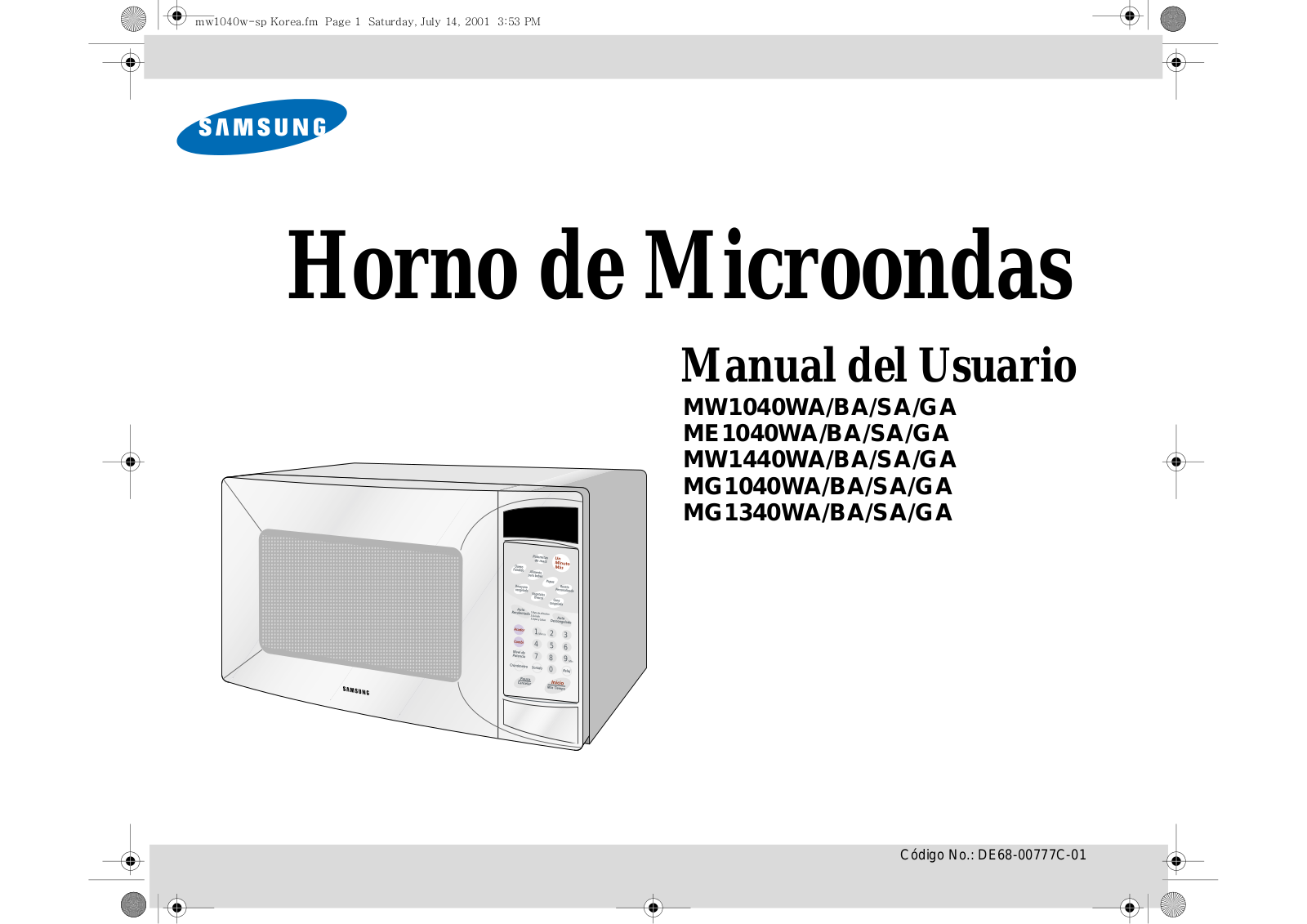 Samsung MW1040WA, ME1040SA, ME1040BA User Manual