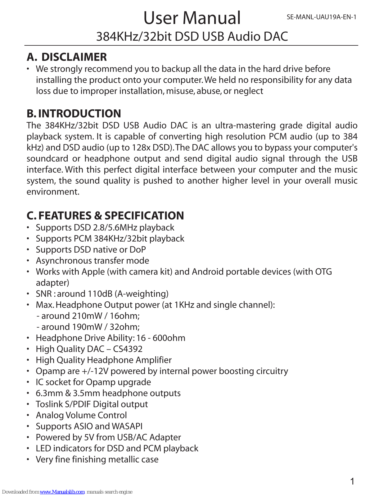 Sybasonic DSD User Manual