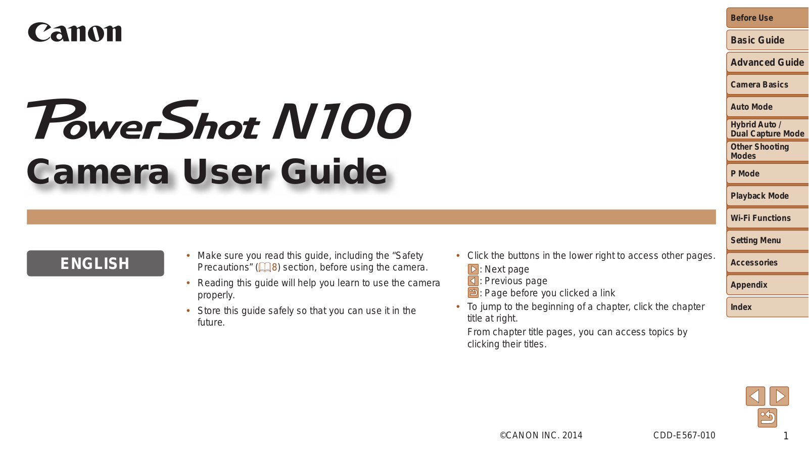 Canon PowerShot N100 User Guide