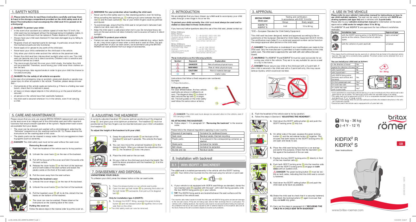 Britax Kidfix² R Service Manual