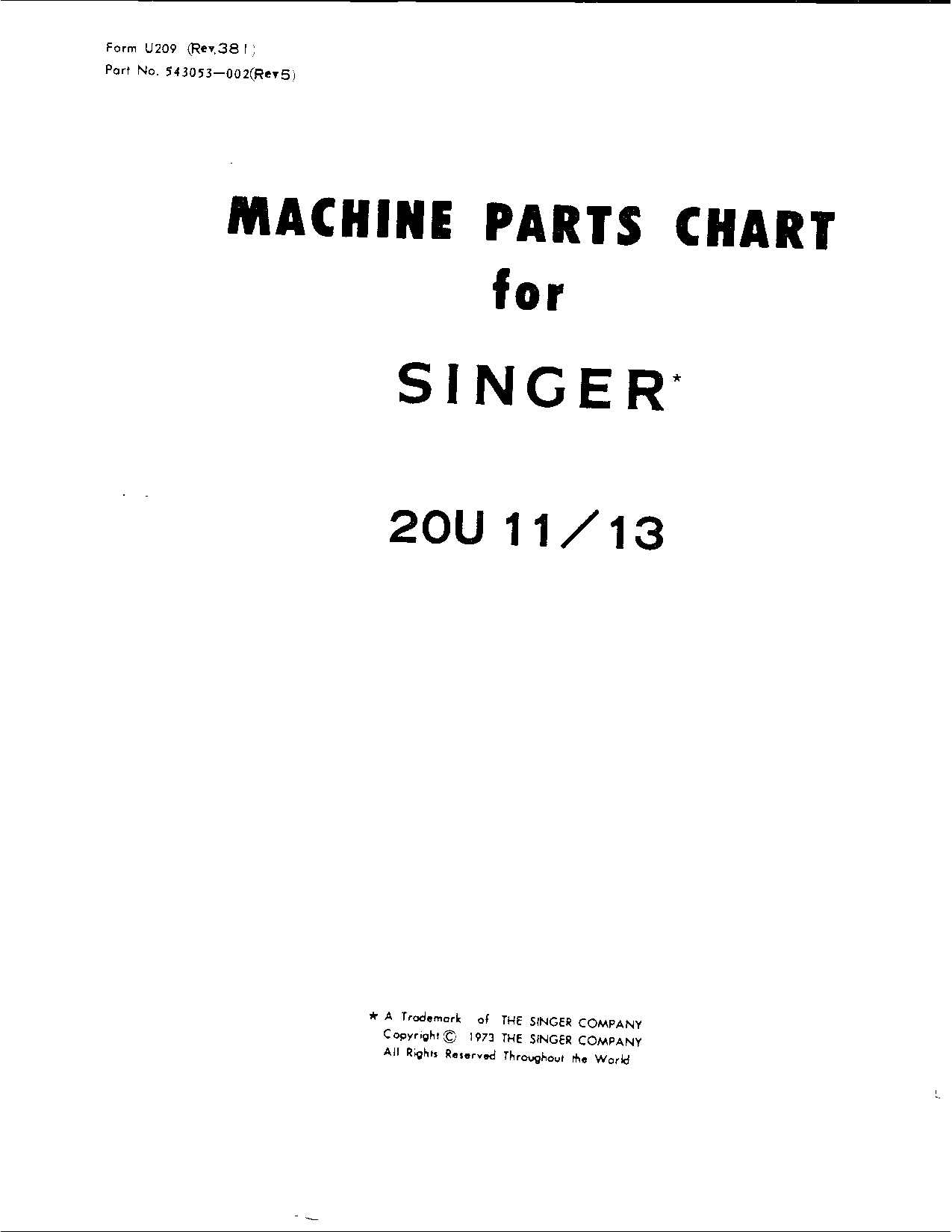 Singer 20U13, 20U11 User Manual