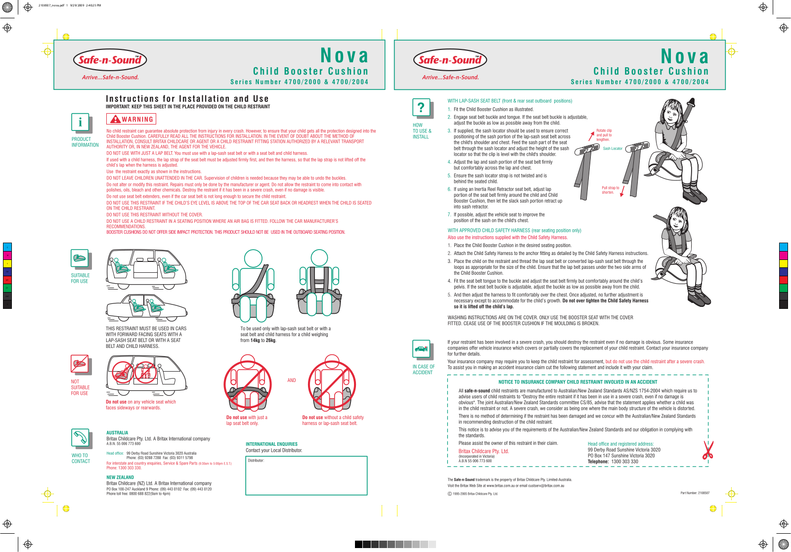 Britax NOVA User Manual