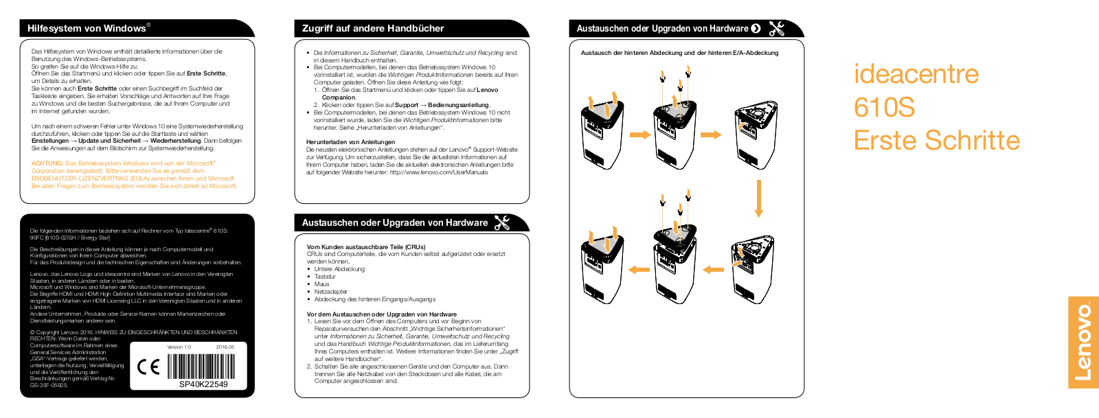 Lenovo ideacentre 610S-02ISH Quick Start Guide