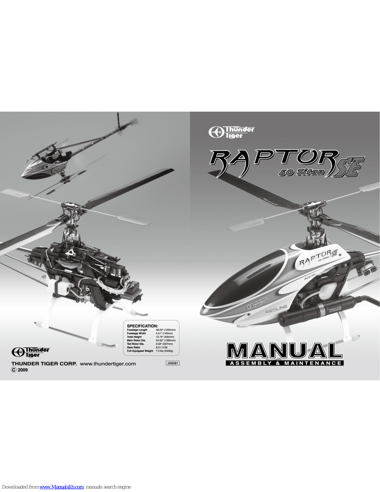 THUNDER TIGER Raptor 50 titan SE Assembly And Maintenance Manual