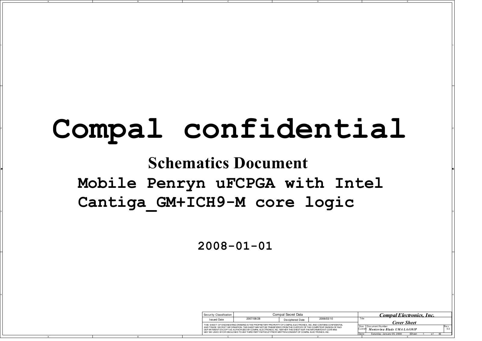 Compal LA-4101P, Compaq Presario CQ40, Compaq Presario CQ45, Pavilion dv4 Schematic