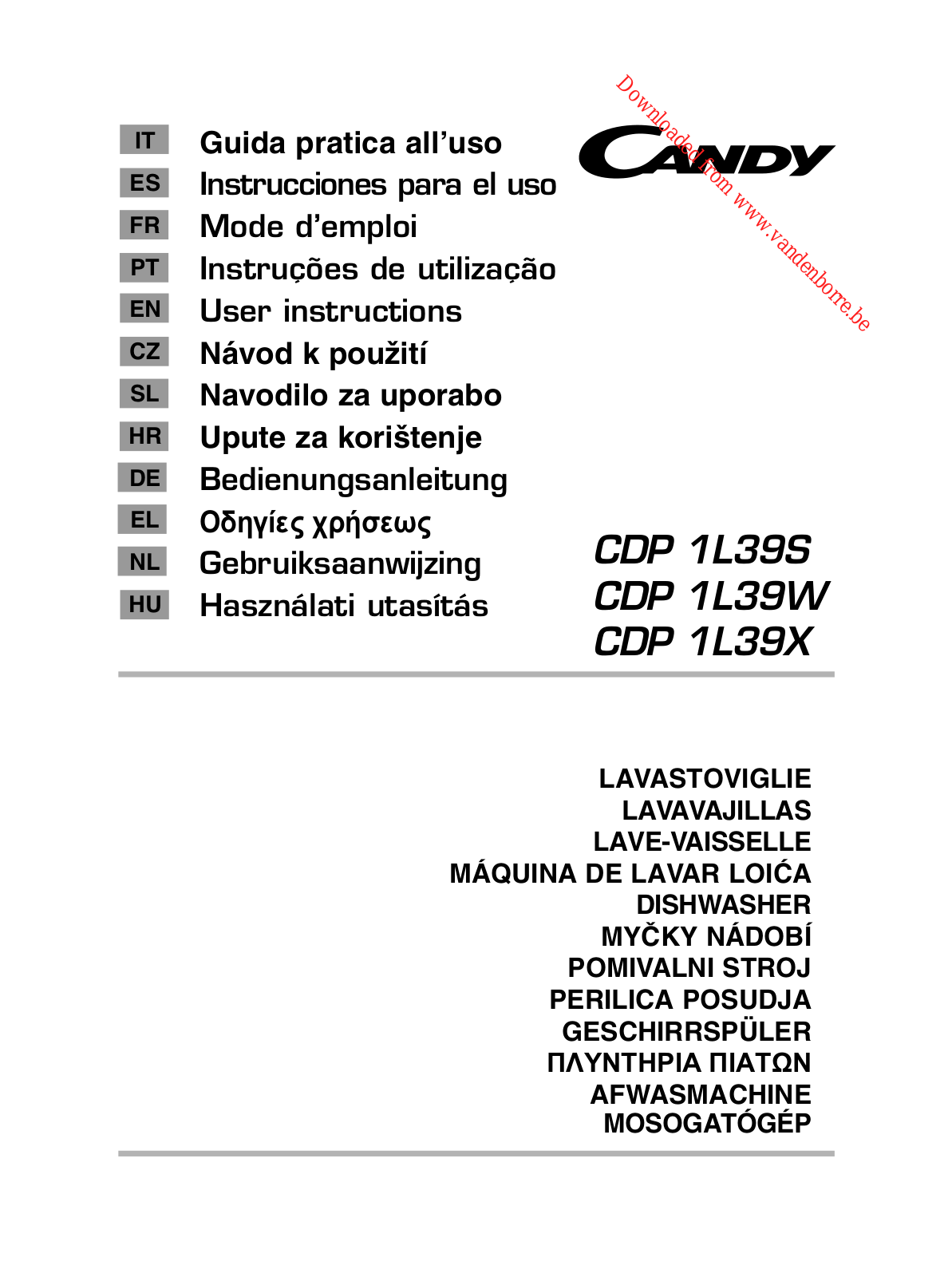 CANDY CDP 1 L39W User Manual