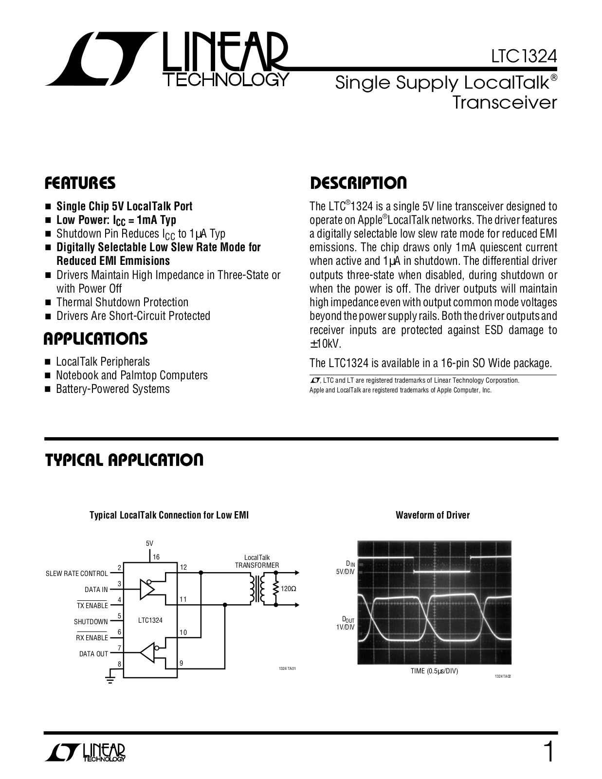 Linear Technology LTC1324 Datasheet