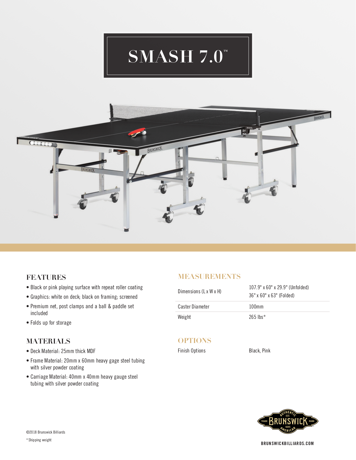 Brunswick SMASH 7.0 Specifications - ManualMachine.com