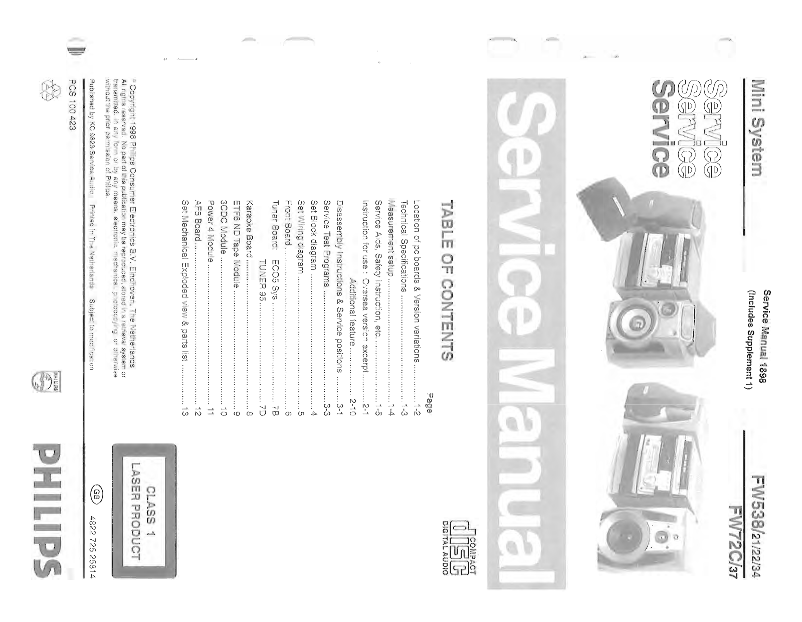 Philips FW-538 Service Manual