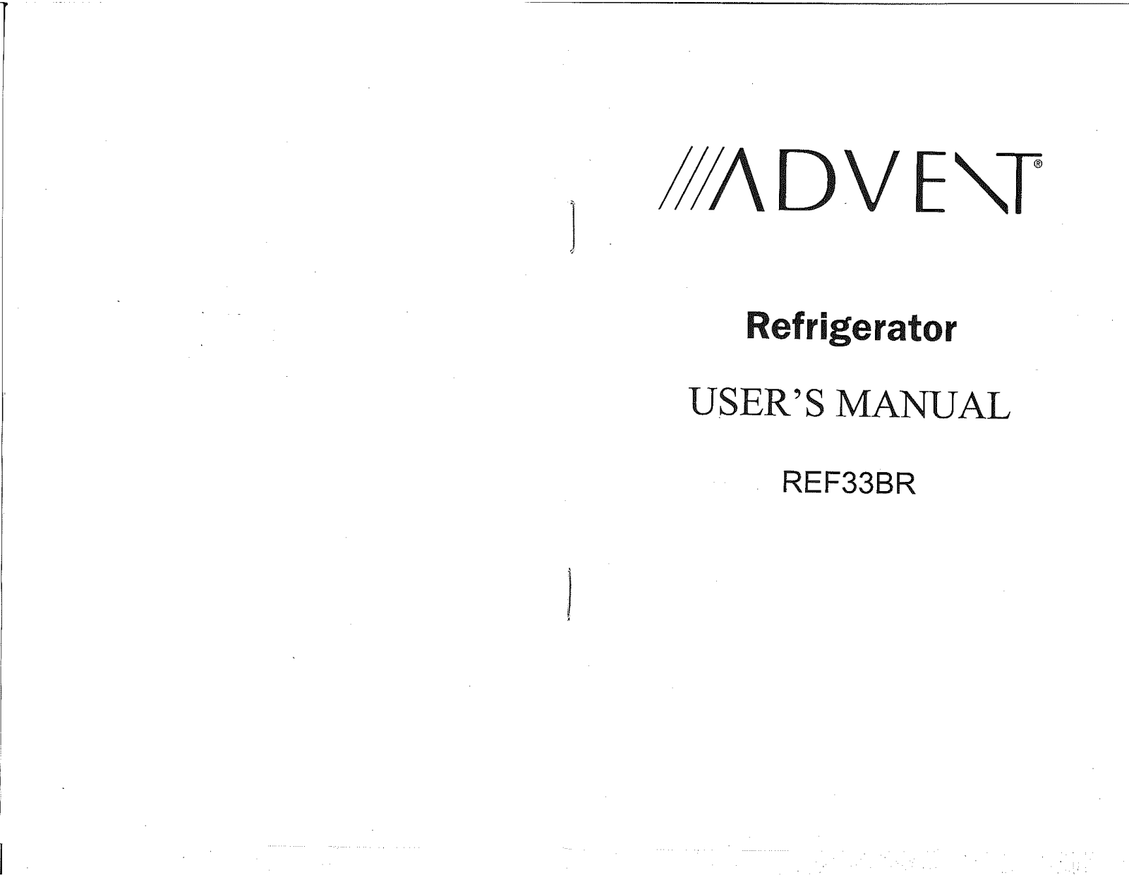 Advent REF33BR User Manual