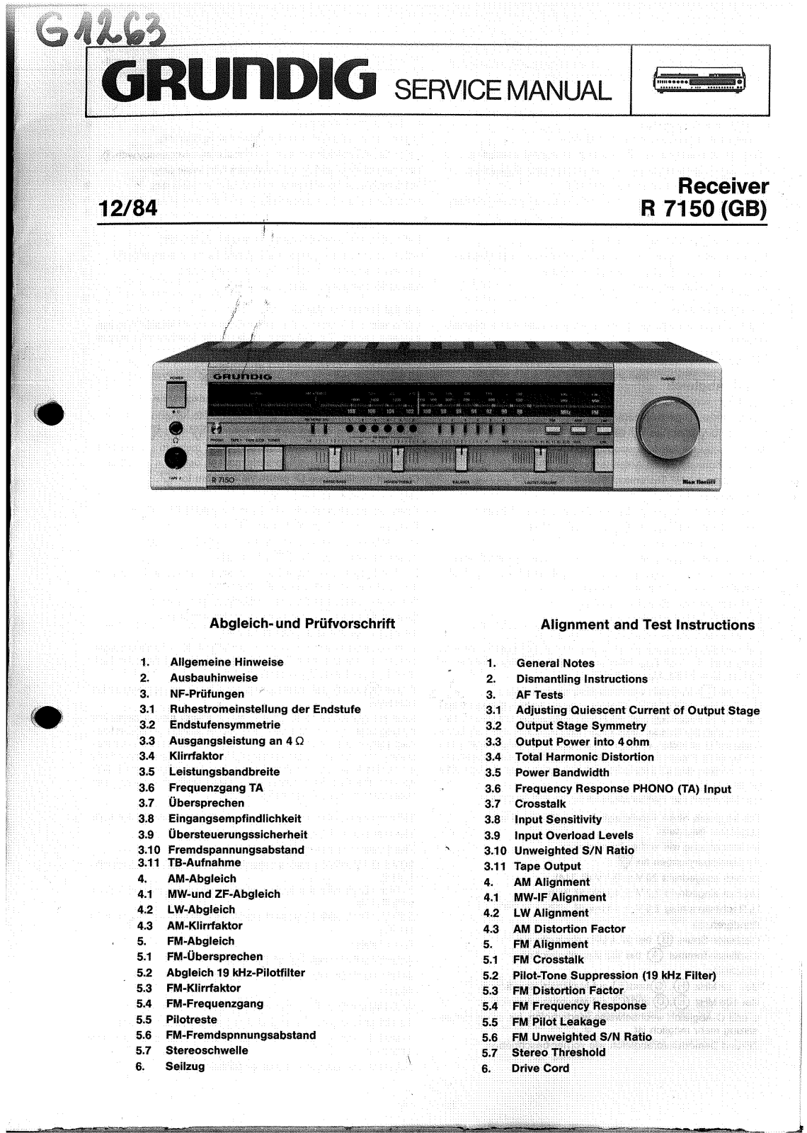 Grundig R7150 Receiver Schematic