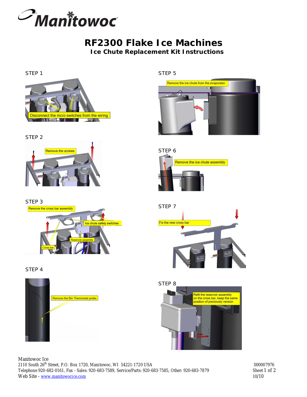 Manitowoc Ice RF2300 User Manual