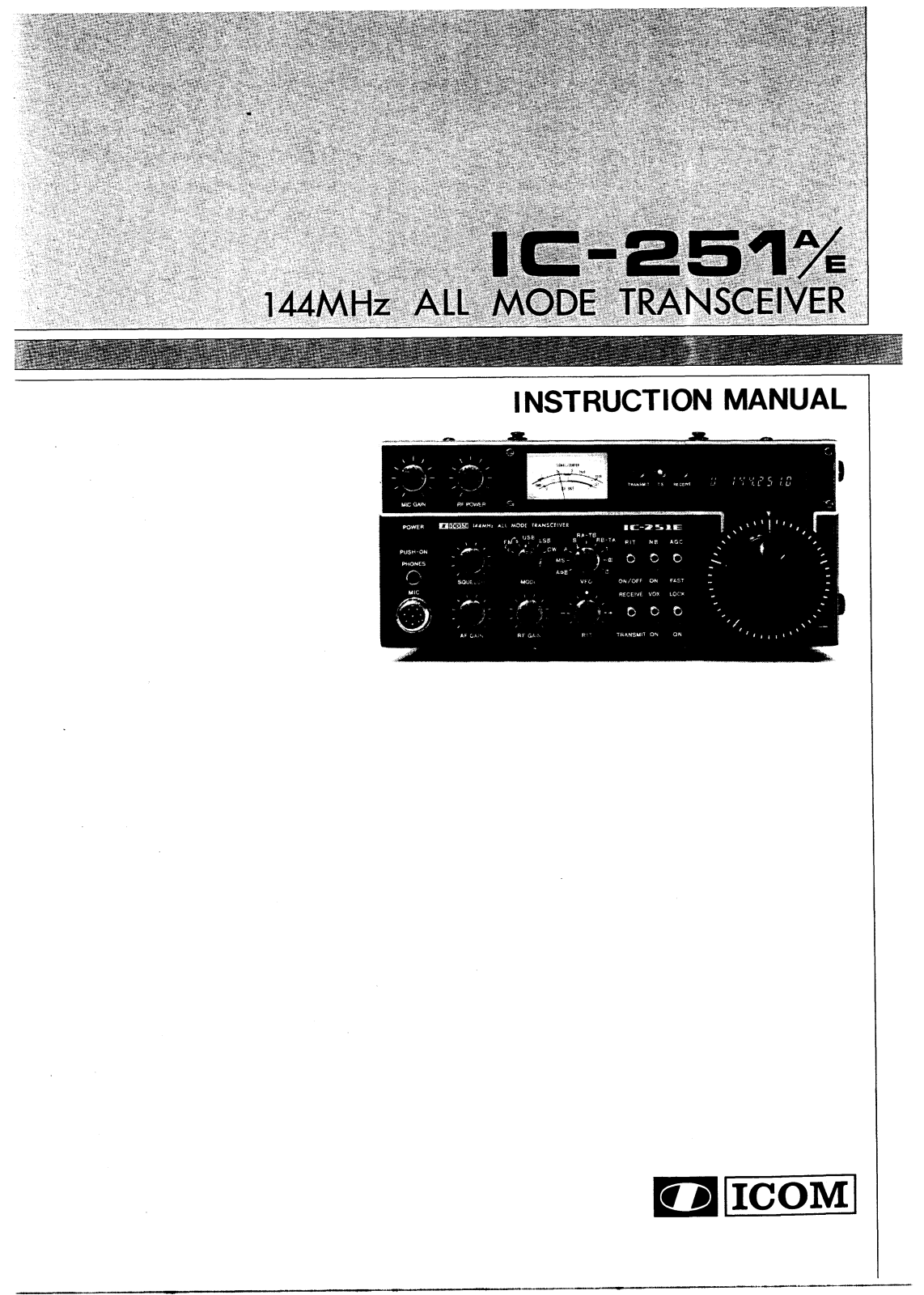 ICOM IC-251E, IC-251A User Manual