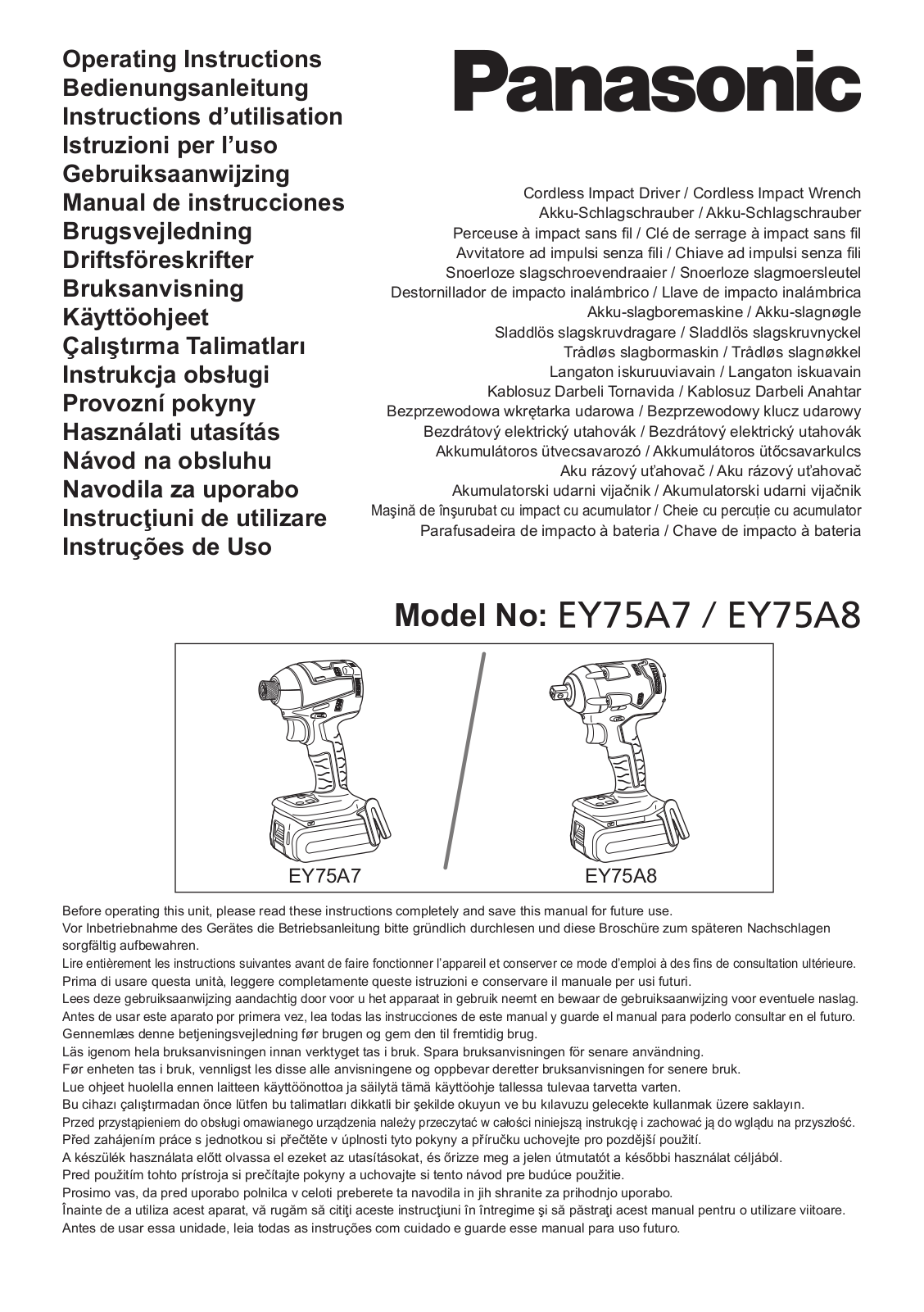 Panasonic EY75A8X User Manual