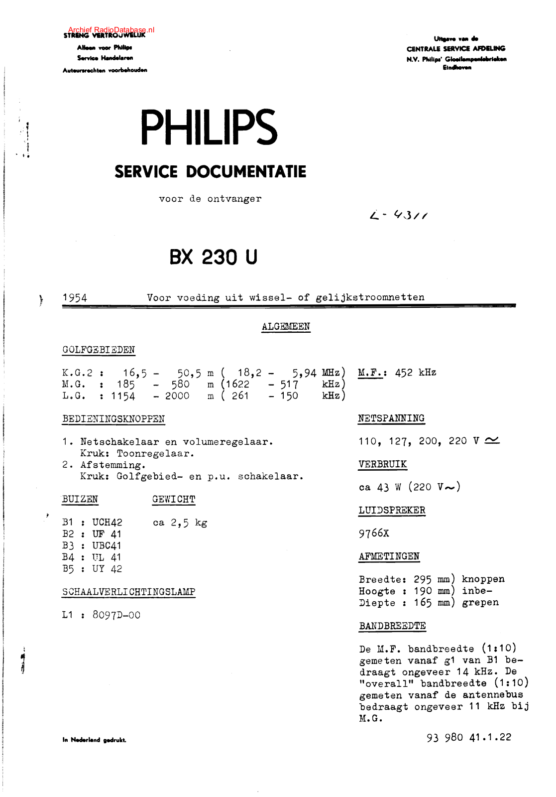 Philips BX230U Schematic