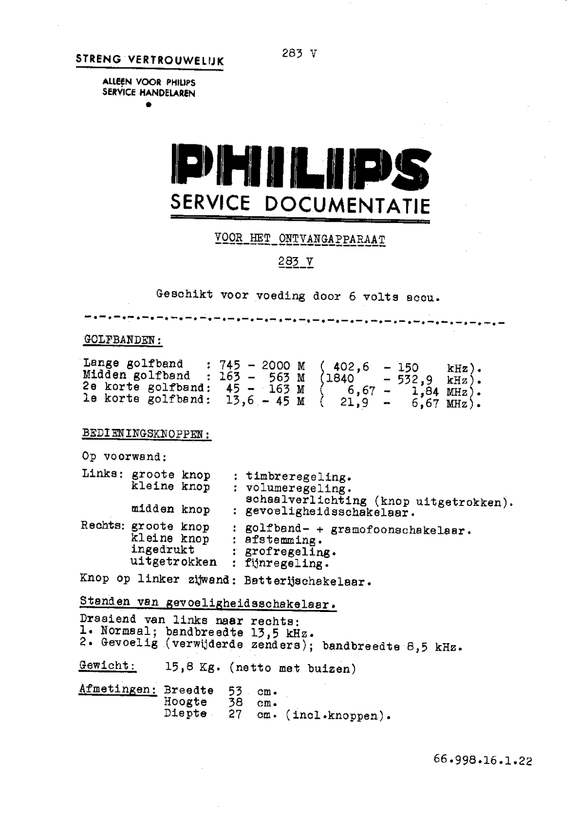 Philips 283-V Service Manual