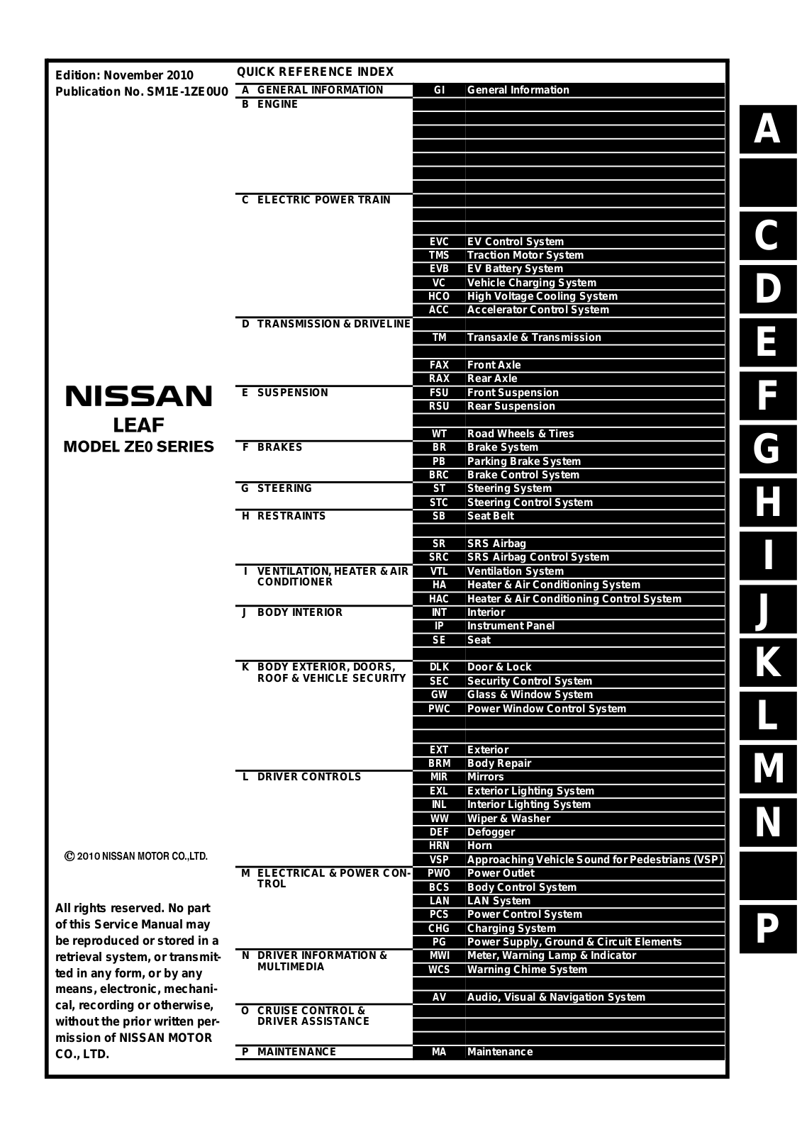 Nissan Leaf 2010 User Manual